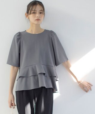 組曲 S ご好評につき追加生産【WEB限定】ジョーゼットジャージーティアード ブラウス グレー系