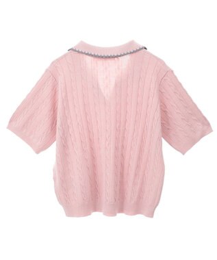 Green Parks チャーミーキティ／衿付き半袖ケーブルニット Pink