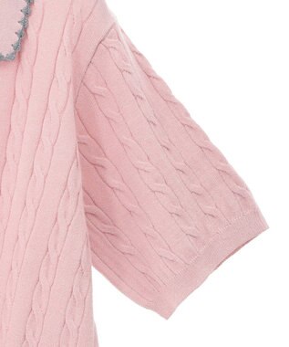 Green Parks チャーミーキティ／衿付き半袖ケーブルニット Pink