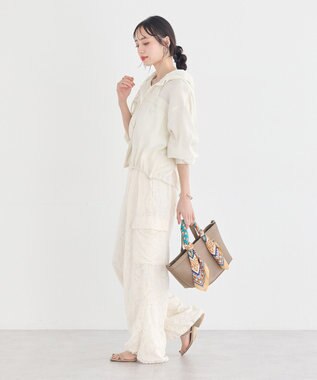 earth music&ecology 総レースカーゴパンツ Ivory