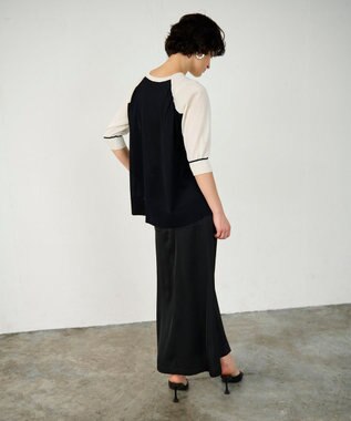 GRACE CONTINENTAL バイカラークルーニットトップ ホワイト