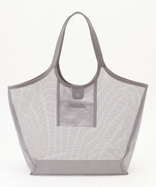 ANY ギンガムチェック巾着付メッシュトートバッグ グレー
