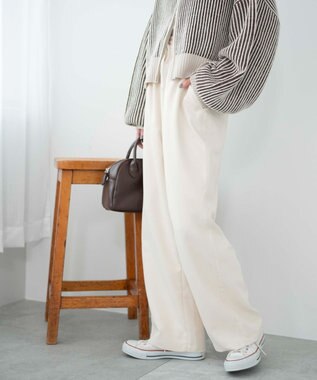 WEGO 【ウエストゴム/手洗い可】カラーイージーパンツ ホワイトアイボリー