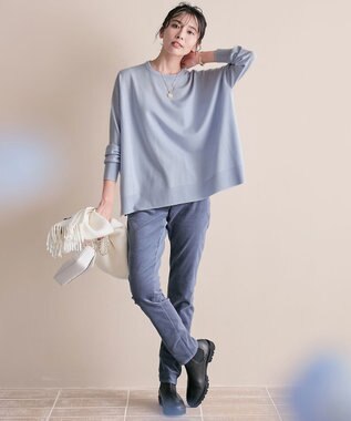 23区 【12色展開/新色追加】ウーステッドウール ビッグシルエット ニット [WEB限定]サックスブルー系