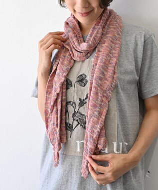 AND WOOL 〈上質な素材と手仕事から生まれた優しいニット〉シルクリネンのストール レッドカスリ