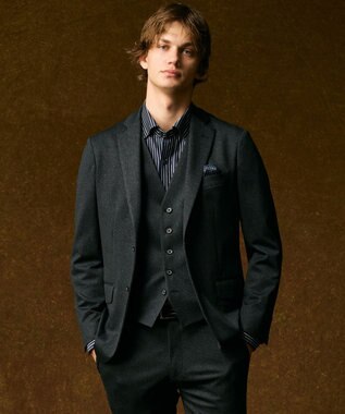 JOSEPH ABBOUD 【キングサイズ・綿100％・自然なストレッチ】マイクロストライプジャージー シャツ ネイビー系1