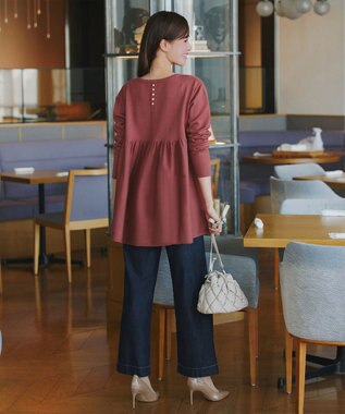 Tiaclasse 【洗える】ギャザーフレアニットチュニック ディープピンク