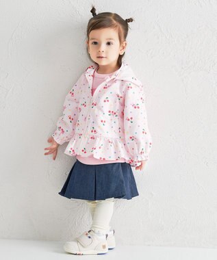 MIKI HOUSE HOT BISCUITS 【80-120cm】キャビット×さくらんぼ 総柄ウインドブレーカー ピンク