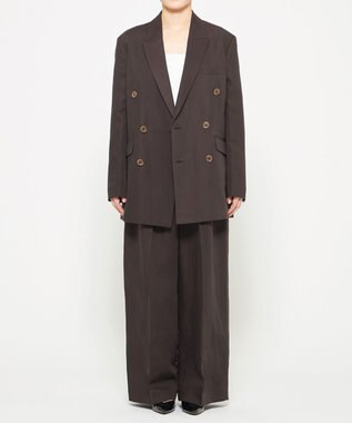 uncrave テンセルライトリネン ワイドパンツ ブラウングレー