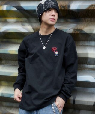 WEGO 【ユニセックス着用ITEM/MLサイズ展開】別注BENDAVISハートワンポイント刺繍T（LS） ブラック