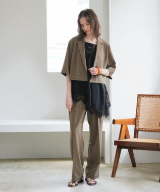 YECCA VECCA ハーフスリーブクロップドジャケット Brown