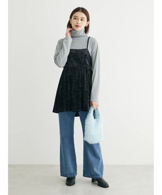 Green Parks ・ＥＬＥＮＣＡＲＥ　ＤＵＥクラッシュベロアキャミチュニック Black