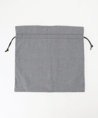 ANY ギンガムチェック巾着付メッシュトートバッグ グレー