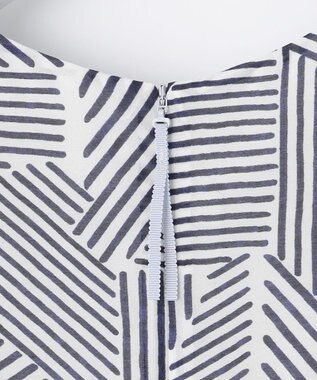 自由区 【洗える・XSサイズあり】モザイクラインプリント ワンピース ネイビー系6