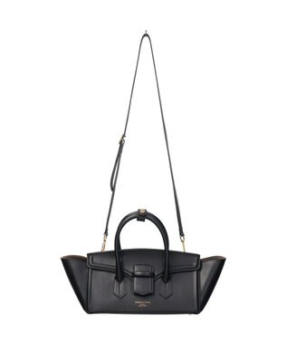 INTER-CHAUSSURES 【CHRISTIAN VILLA】レザーワイドハンドバッグ ブラック