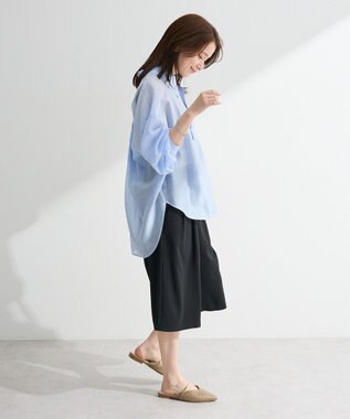 Green Parks バックツイストシアーシャツ Stripe