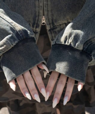 WEGO デニムショートフードブルゾン デニム中濃加工色