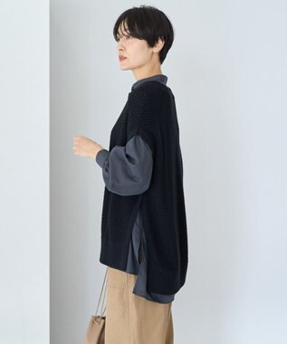 AMERICAN HOLIC ＳＥＴ　イージーケアギャザーシャツ＋ニットベスト Black