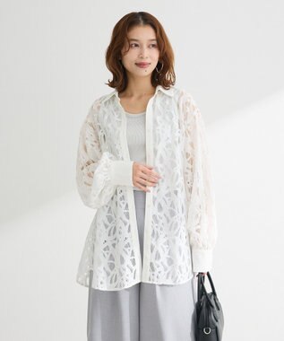 Green Parks ・ＥＬＥＮＣＡＲＥ　ＤＵＥ　総レースブラウス Sax