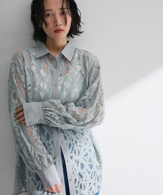 Green Parks ・ＥＬＥＮＣＡＲＥ　ＤＵＥ　総レースブラウス Sax