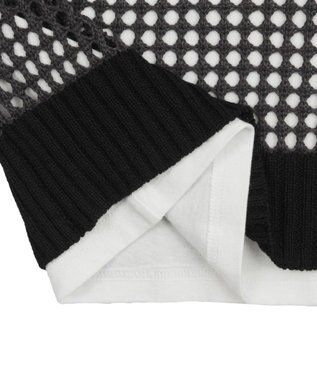 WEGO 【３点SET】アンサンブルメッシュニットプルオーバー（SS） ブラックボーダー