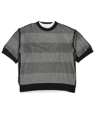 WEGO 【３点SET】アンサンブルメッシュニットプルオーバー（SS） ブラックボーダー