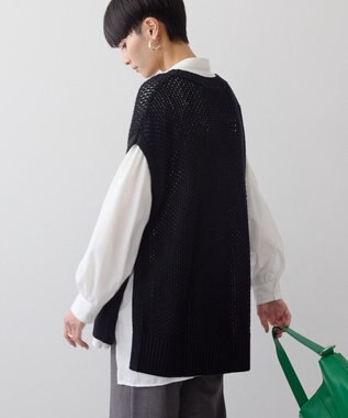 AMERICAN HOLIC ＳＥＴ　イージーケアギャザーシャツ＋ニットベスト Off White