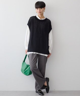 AMERICAN HOLIC ＳＥＴ　イージーケアギャザーシャツ＋ニットベスト Off White