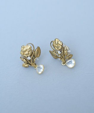 monshiro パンジープチピアス ホワイト×ゴールド
