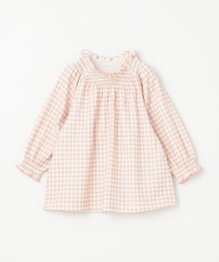 組曲 KIDS 【80-100㎝】シャーリングチェック トップス ピンクベージュ系5