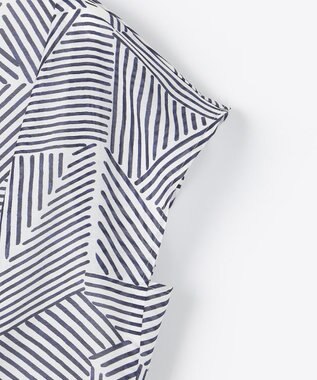 自由区 【洗える・XSサイズあり】モザイクラインプリント ワンピース ネイビー系6