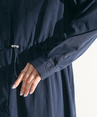 Green Parks ミディ丈ミリタリーシャツワンピース Dark Navy