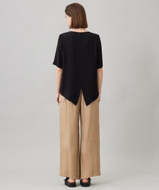 ICB 【UVカット・防シワ・洗える】ライトダブルクロス Tブラウス ブラック系