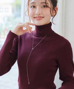 Tiaclasse L 【新色追加・洗える】リブタートルニット ボルドー