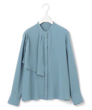 ICB 【洗える・UVケア】BackSatinAmunzen ラッフルデザインブラウス ライトブルーグレー系