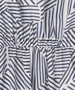 自由区 【洗える・XSサイズあり】モザイクラインプリント ワンピース ネイビー系6