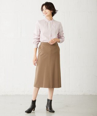 J.PRESS LADIES 【洗える】 BEZ VEGA フリル ストライプ ブラウス ピンク系1