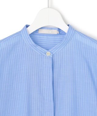 ICB L ソフトコットンローン シャツブラウス ブルーストライプ