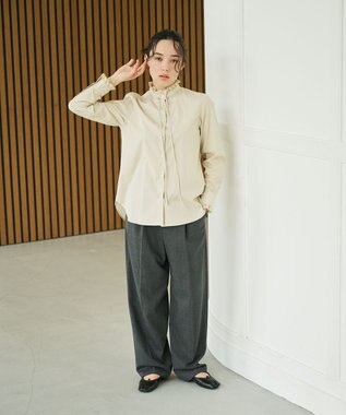 #Newans 【ANSWER for ファッショニスタ 】ウエスト調整可ワイドパンツ チャコールグレー系