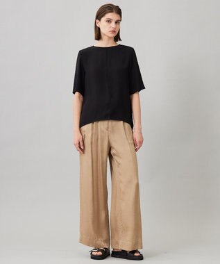 ICB 【UVカット・防シワ・洗える】ライトダブルクロス Tブラウス ブラック系