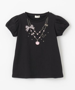 ANY KIDS 【WEB限定】7days プリント 半袖 Tシャツ ブラック×ネックレス