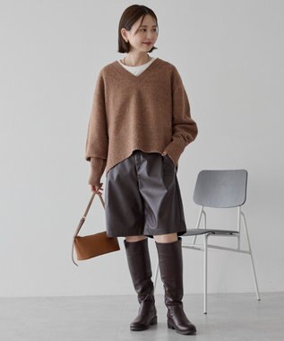 AMERICAN HOLIC ワイドリブVネックプルオーバー Brown