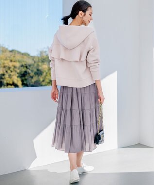 組曲 フード付きバックフリル パーカー ローズ系