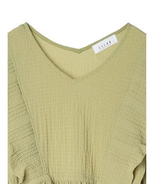 Green Parks ■ＥＳＣＡＲ　ピンタックフレアスリーブワンピース Lime Green