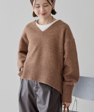 AMERICAN HOLIC ワイドリブVネックプルオーバー Brown