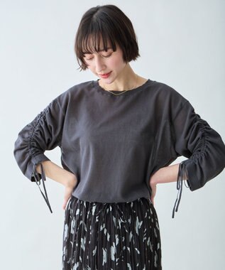 ANY L シアーシャーリングスリーブニット スレート