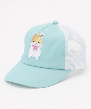 ANY KIDS スパンコール メッシュ キャップ サックスブルー×ハムスター