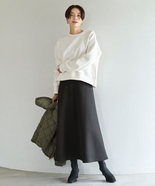 UNFILO L 【WEB限定】BEAUTY FORM JERSEY サイドZIP クロップドプルオーバー エクリュ