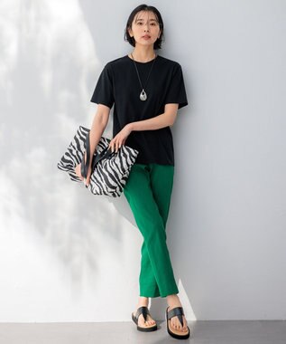 23区 L 【洗える】リネンレーヨンストレッチ テーパードパンツ [WEB限定]グリーン系