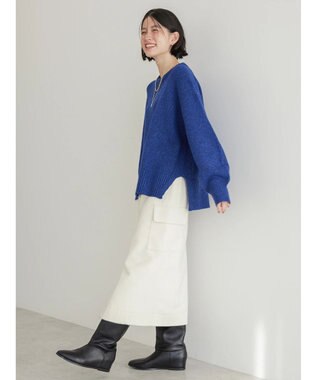 AMERICAN HOLIC サイドスリット袖ボリュームニットプルオーバー Blue